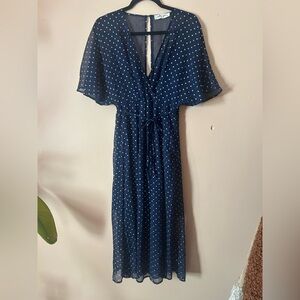 Molly Green retro inspired batwing sheer star midi dress overlay with slip